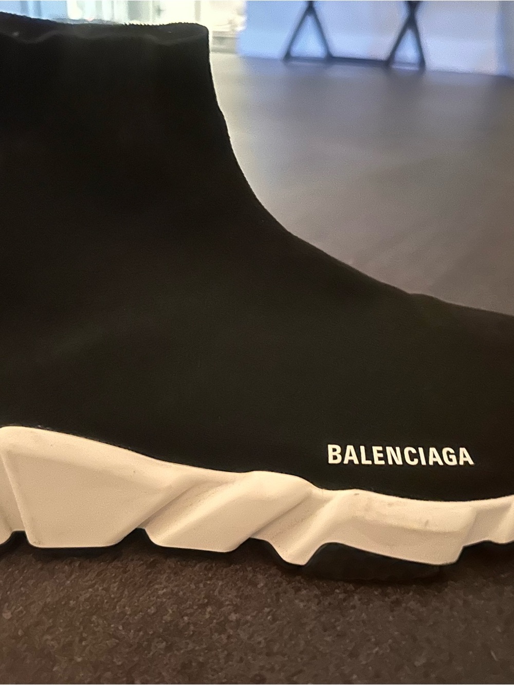 Balenciaga Black and White Sock-Style Trainer